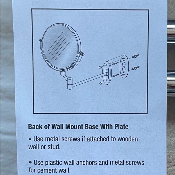 Conair 8" Chrome Wall Mirror 5X Mag Swivel Arm Make Up Open Box - Picture 10 of 13